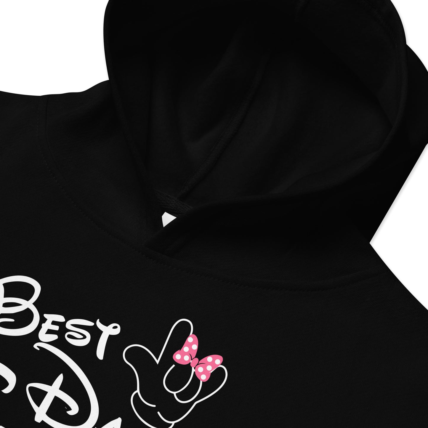 Best Day Ever! Disney-inspired Font Kids fleece hoodie with ASL 'I Love You' Hand-with PINK bow Unique & Comfortable