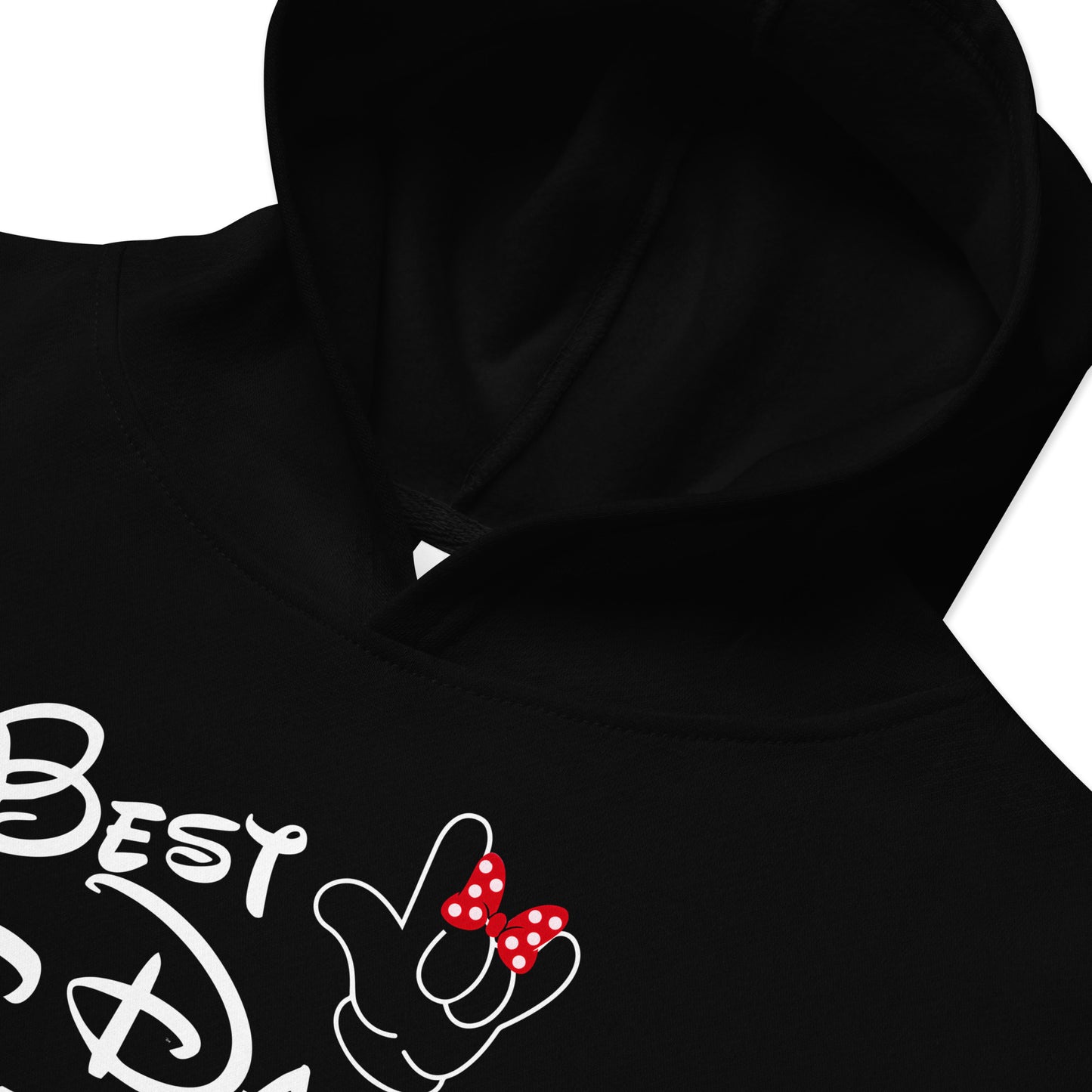 Best Day Ever! Disney-inspired Font Kids fleece hoodie with ASL 'I Love You' Hand-with RED bow Unique & Comfortable