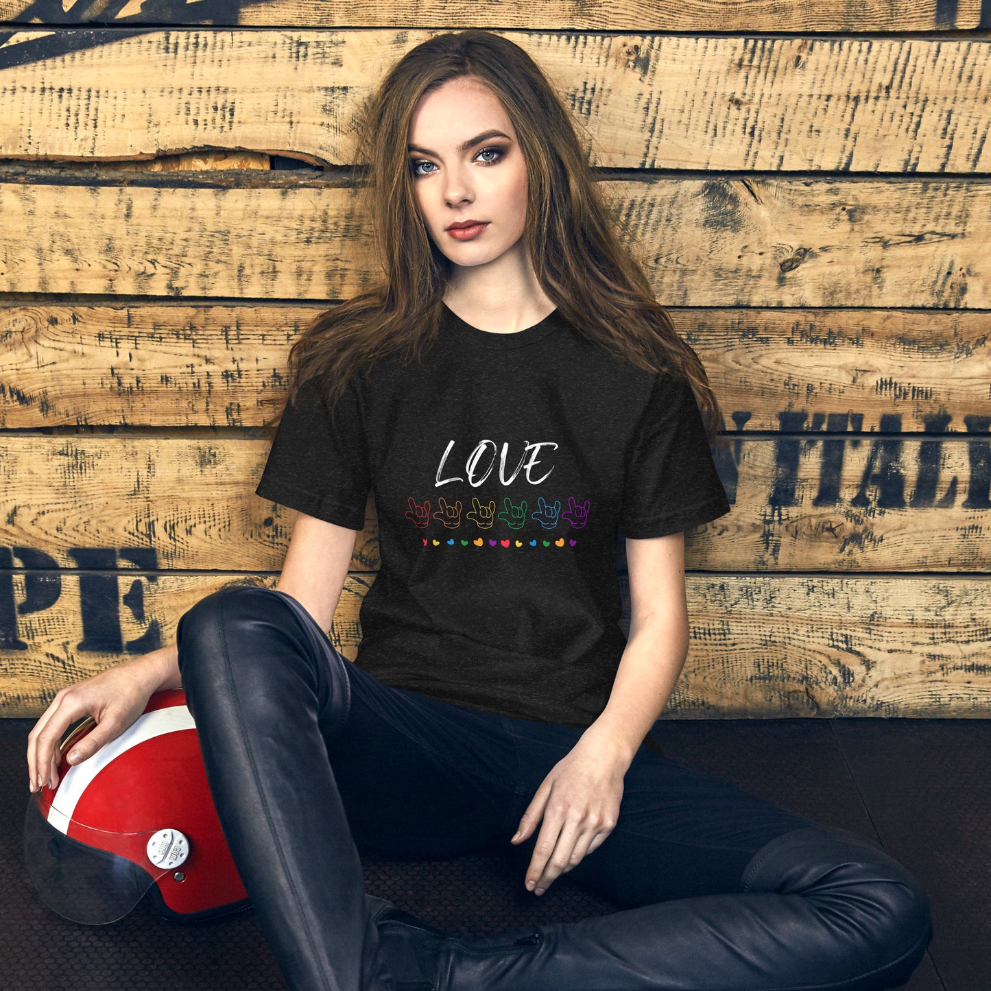 Love ASL “I love you” rainbow Unisex t-shirt