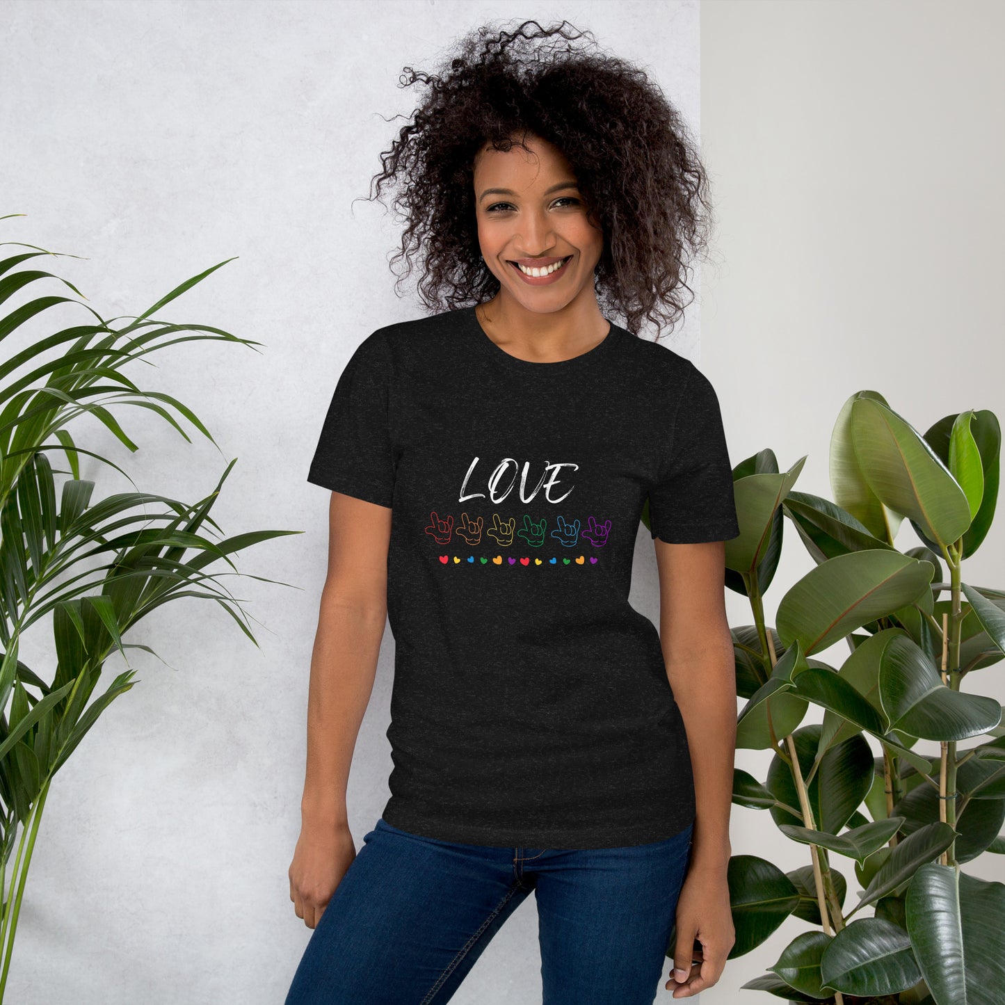 Love ASL “I love you” rainbow Unisex t-shirt