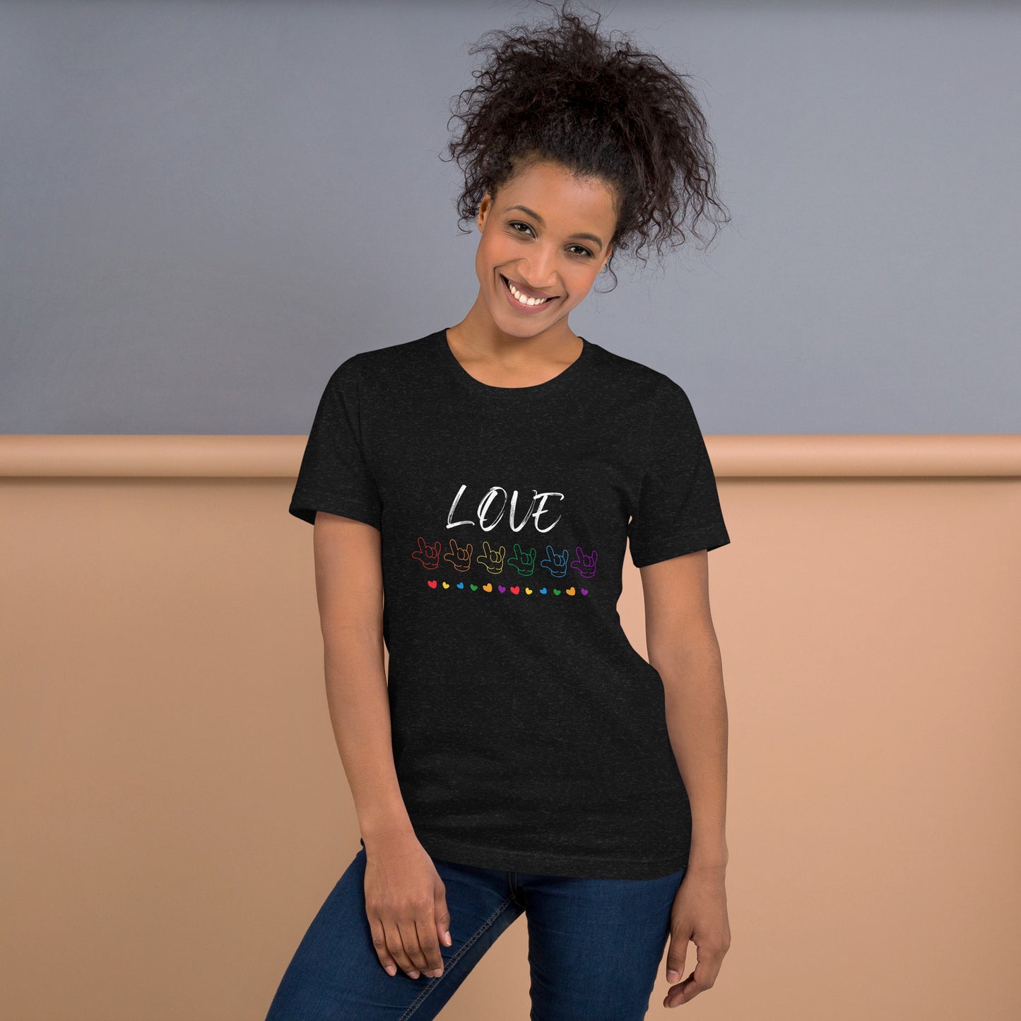 Love ASL “I love you” rainbow Unisex t-shirt