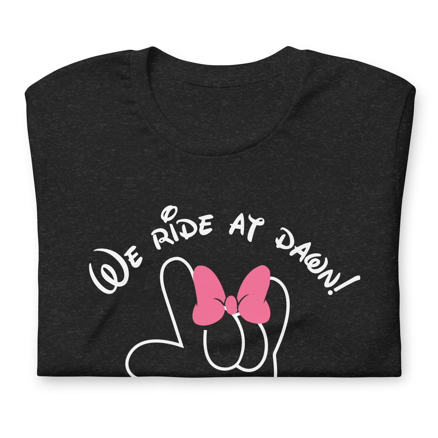 We Ride at Dawn Funny Disney Inspired ASL I LOVE YOU With Minnie Bow Unisex t-shirt