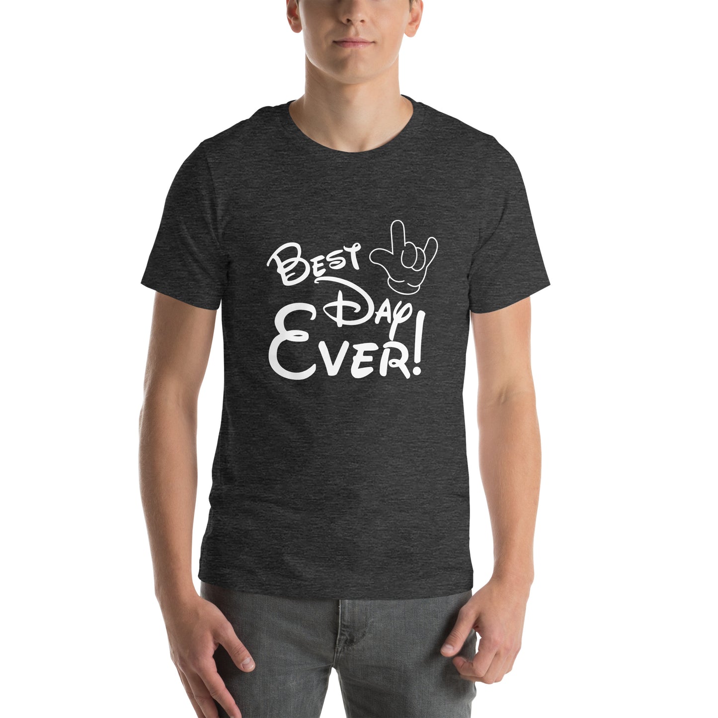 Best Day Ever! Disney-inspired Font Unisex t-shirt with ASL 'I Love You' Hand- Unique & Comfortable