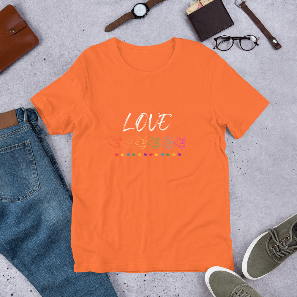 Love ASL “I love you” rainbow Unisex t-shirt